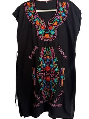 Mexican dress Oaxaca large Boho Embroidered artisan culture cinco de mayo